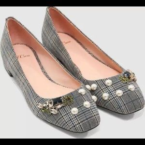 Jcrew embellished plaid ballet flats